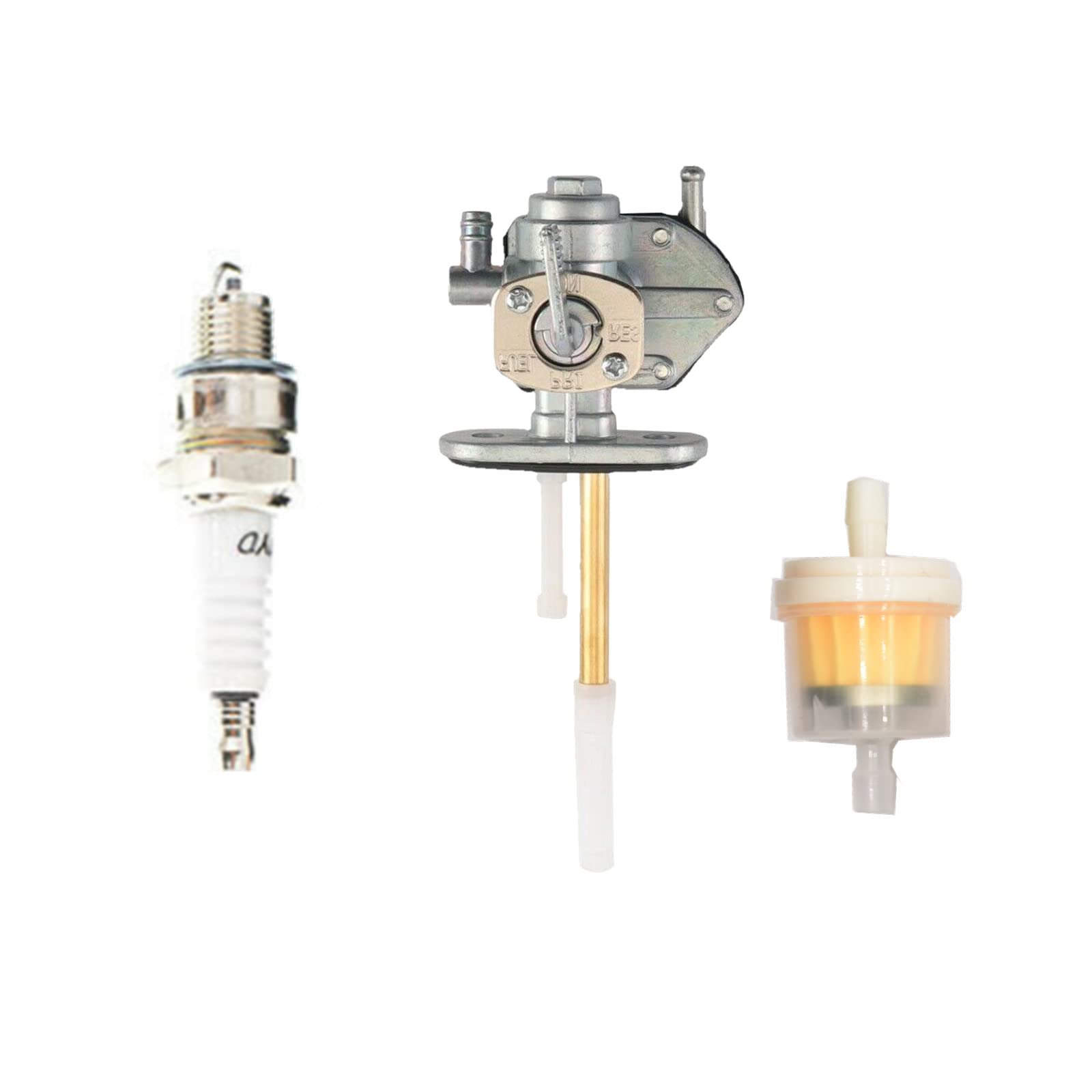 WHFZN LT80 Carburetor Fuel Valve Petcock for Suzuki LT80 ATV, Includes Spark Plug Insulator & O-ring, OEM Replacement Parts
