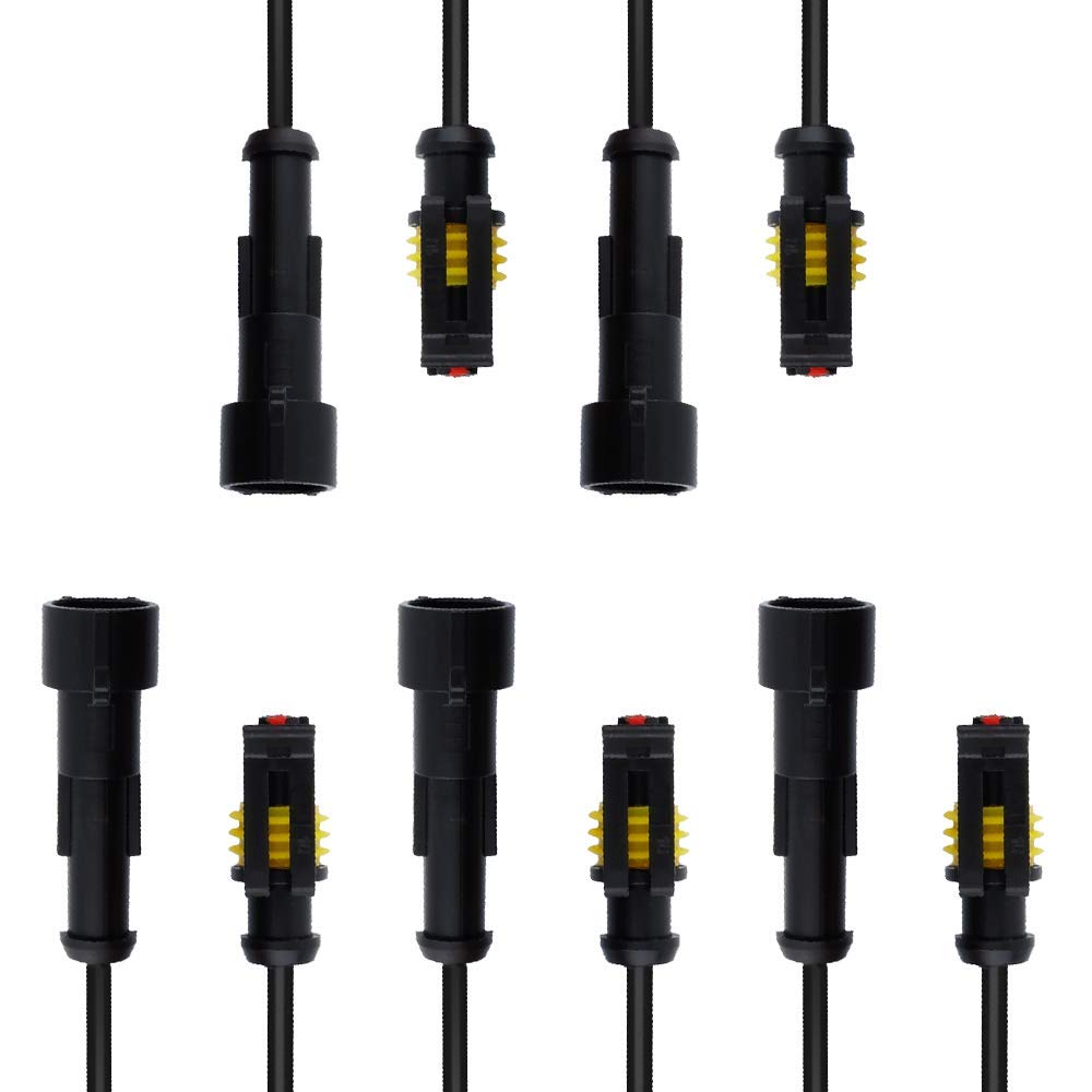 Muyi 5 Sets 1 Pin Wire Connector 18Awg Waterproof Electrical Connectors Kit With 10Cm Pigtail 1.5Mm Series Weatherpack Connector