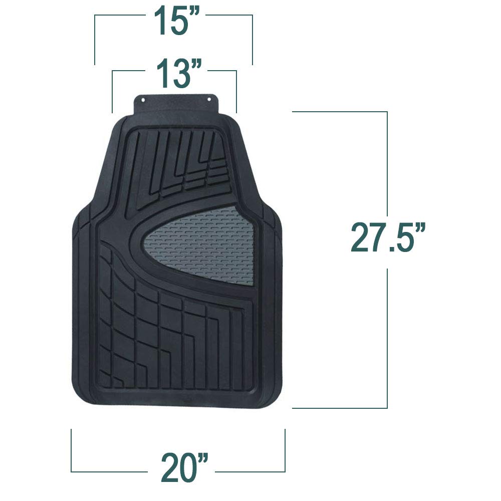 Fh Group Premium Liners Tall Channel Trimmable All Weather Rubber Full Set Car Floor Mats (Beige) W. Trimmable All-Season Cargo