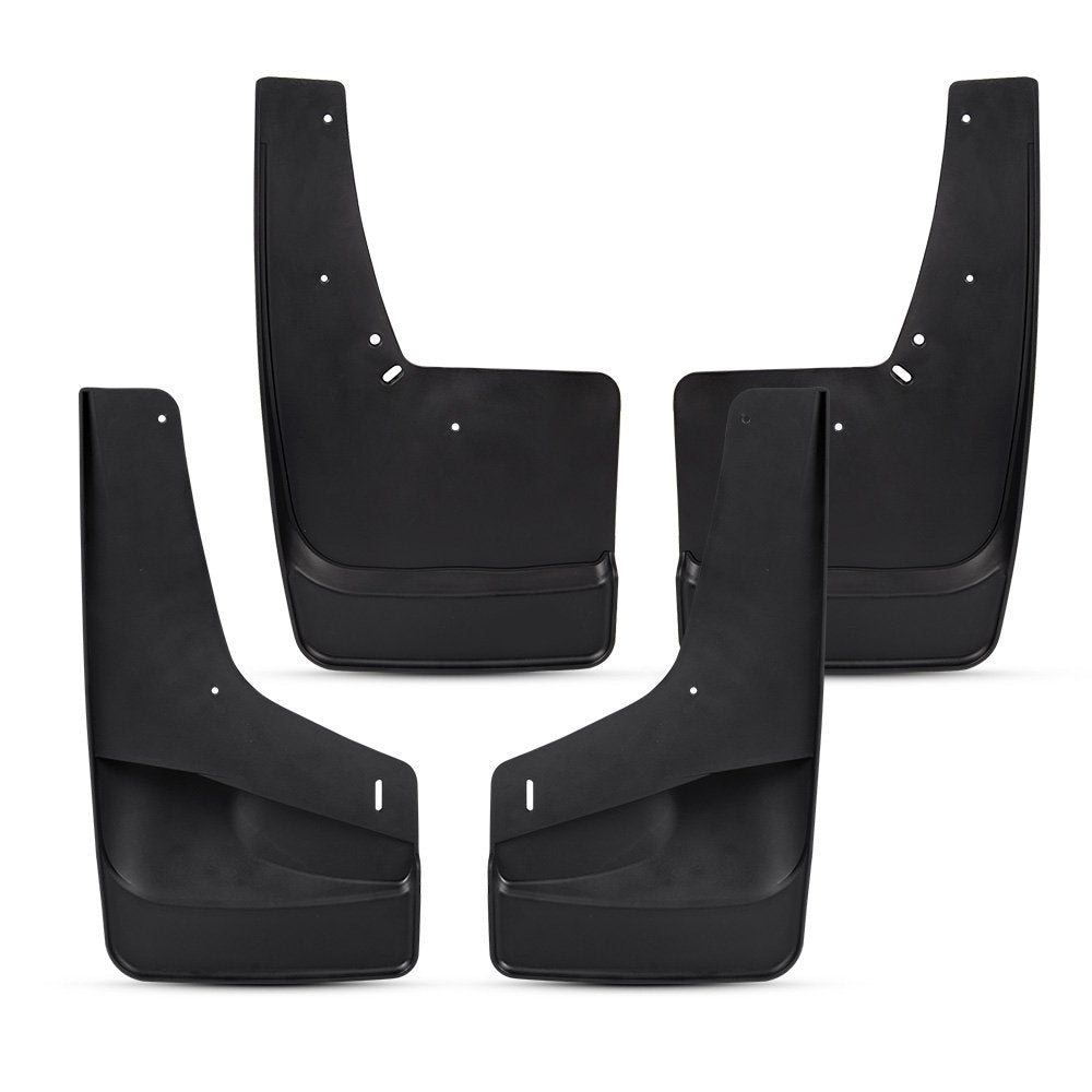 G-PLUS Mud Flaps Splash Guards for Chevy Silverado/GMC Sierra 99-07, Black, 4PCS, Polypropylene, Front & Rear, Fits Models with Factory Fender Flares