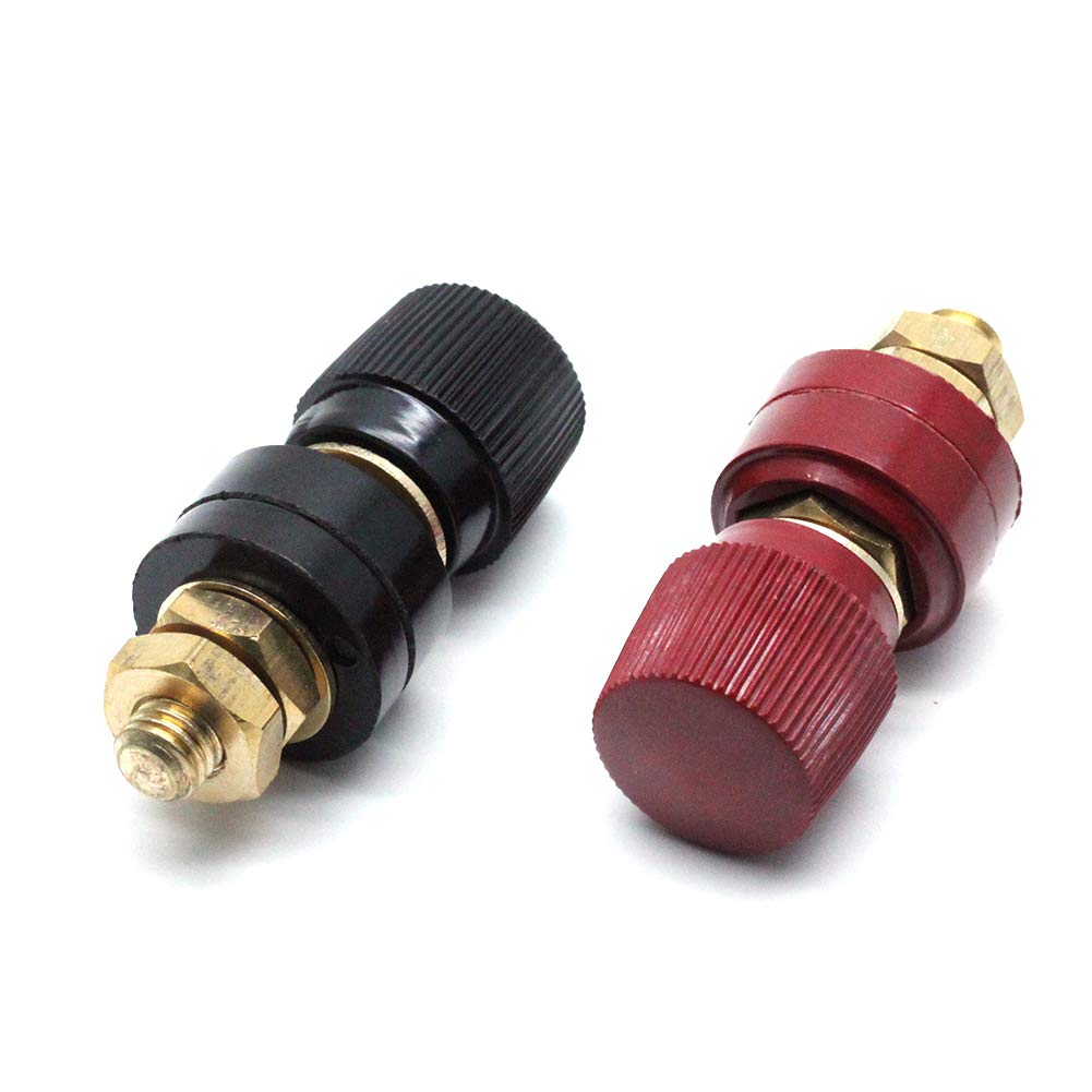 LC LICTOP Premium Remote Battery Power Junction Post Connector Kit, 5/16” Stud, Copper, Pack of 2, Red & Black