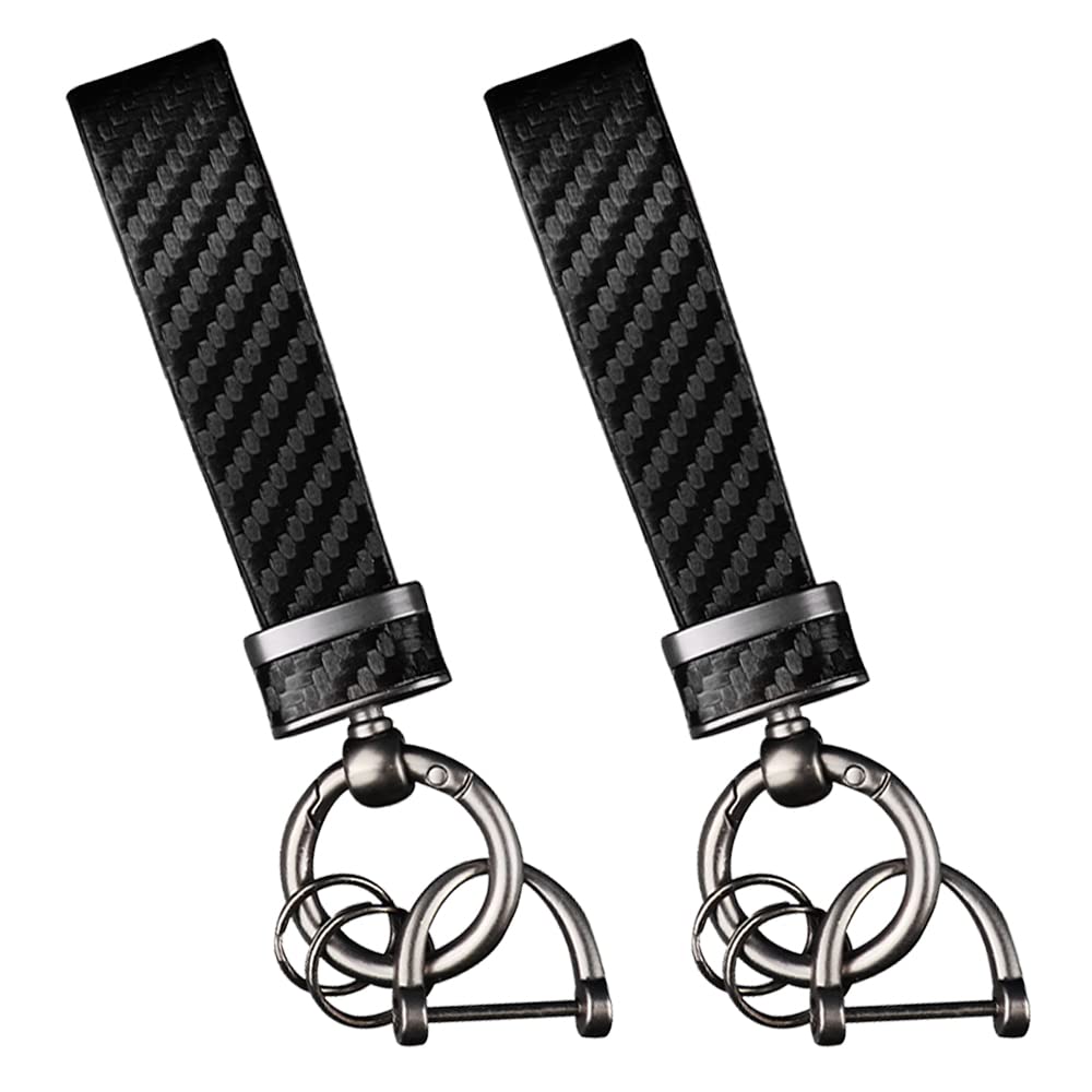Turcee 2Pcs Carbon Fiber Car Keychain Kit,Gift For Men And Women,Quick Release Spring With D-Ring Anti Lost Car Keychain Organiz