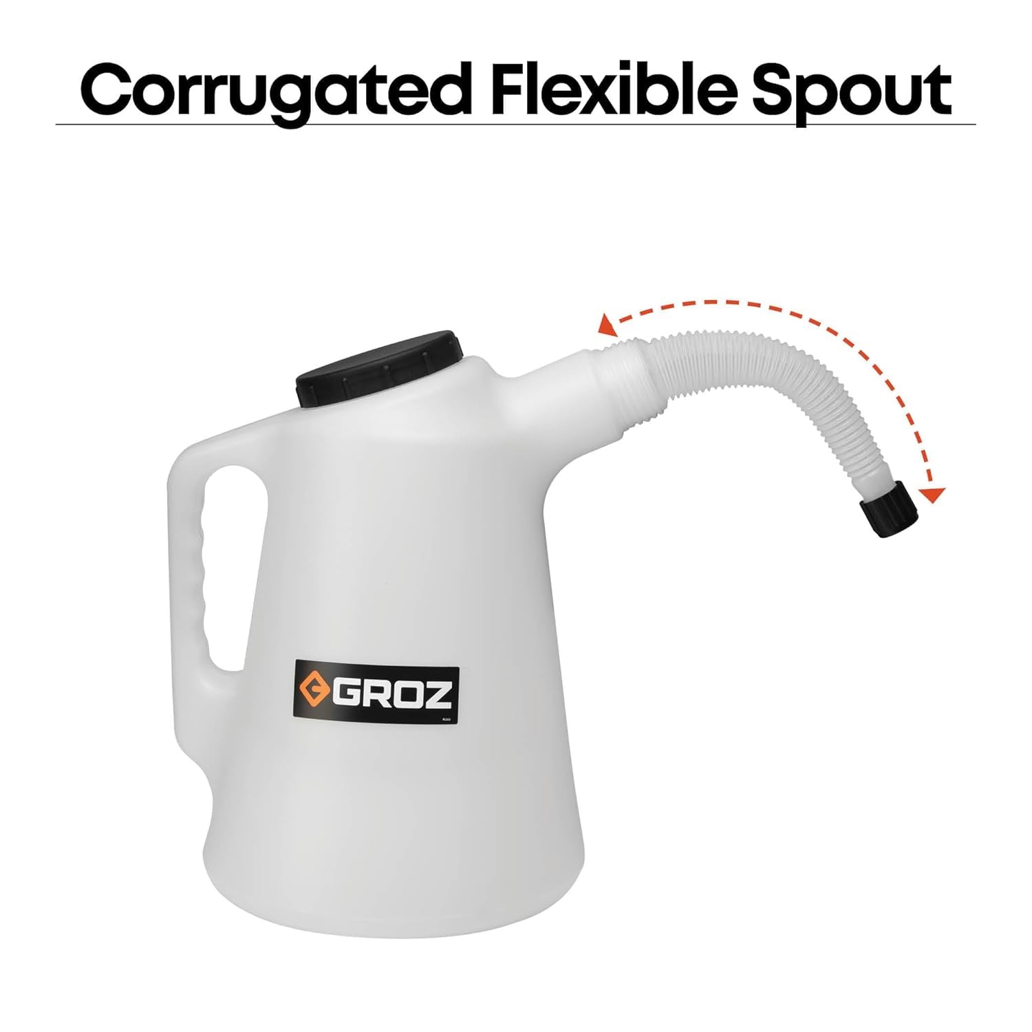Groz 5-Liter High Density Graduated Measuring Container | Flexible Spout (41880)