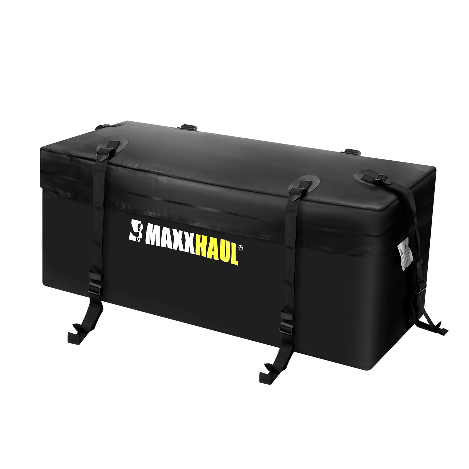 Maxxhaul 70209 Soft Shell Cargo Carrier Bag For Hitch Mount Cargo Rack - Heavy Duty And Water Resistant 47 Inch 20 Inch X 20 Inch Black With Tie Down Straps