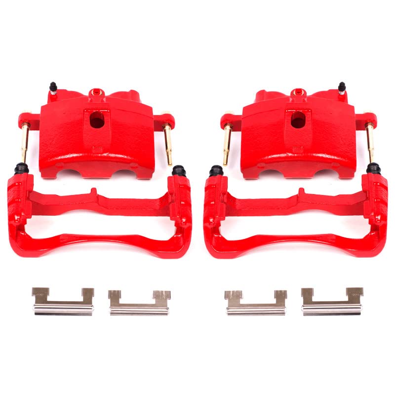 Power Stop S4730 Front Pair of High-Temp Red Powder Coated Calipers for Cadillac Deville DTS | Chevy Express Silverado Suburban