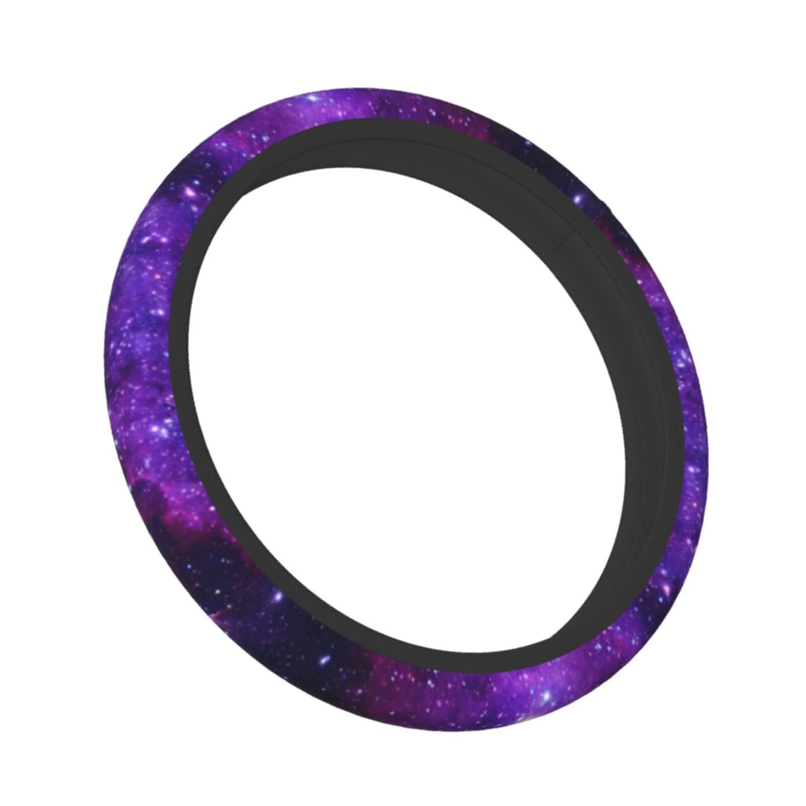 Galaxy Purple Steering Wheel Cover For Women Men, Universal 15 Inches Neoprene Anti-Slip Cute Space Car Steering Wheel Grip Wrap
