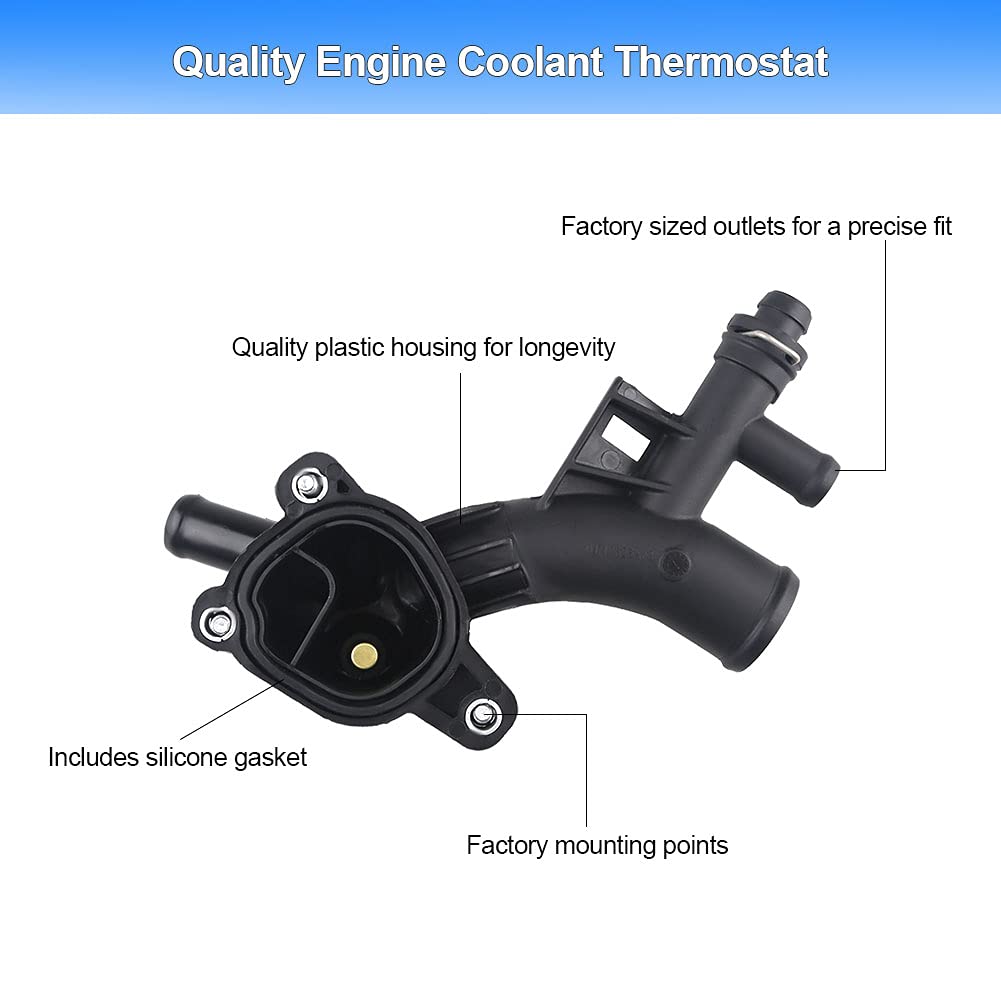 WMPHE Engine Coolant Thermostat Housing Water Outlet with Sensor Compatible with Chevy Cruze, Sonic, Trax and Buick Encore 1.4L