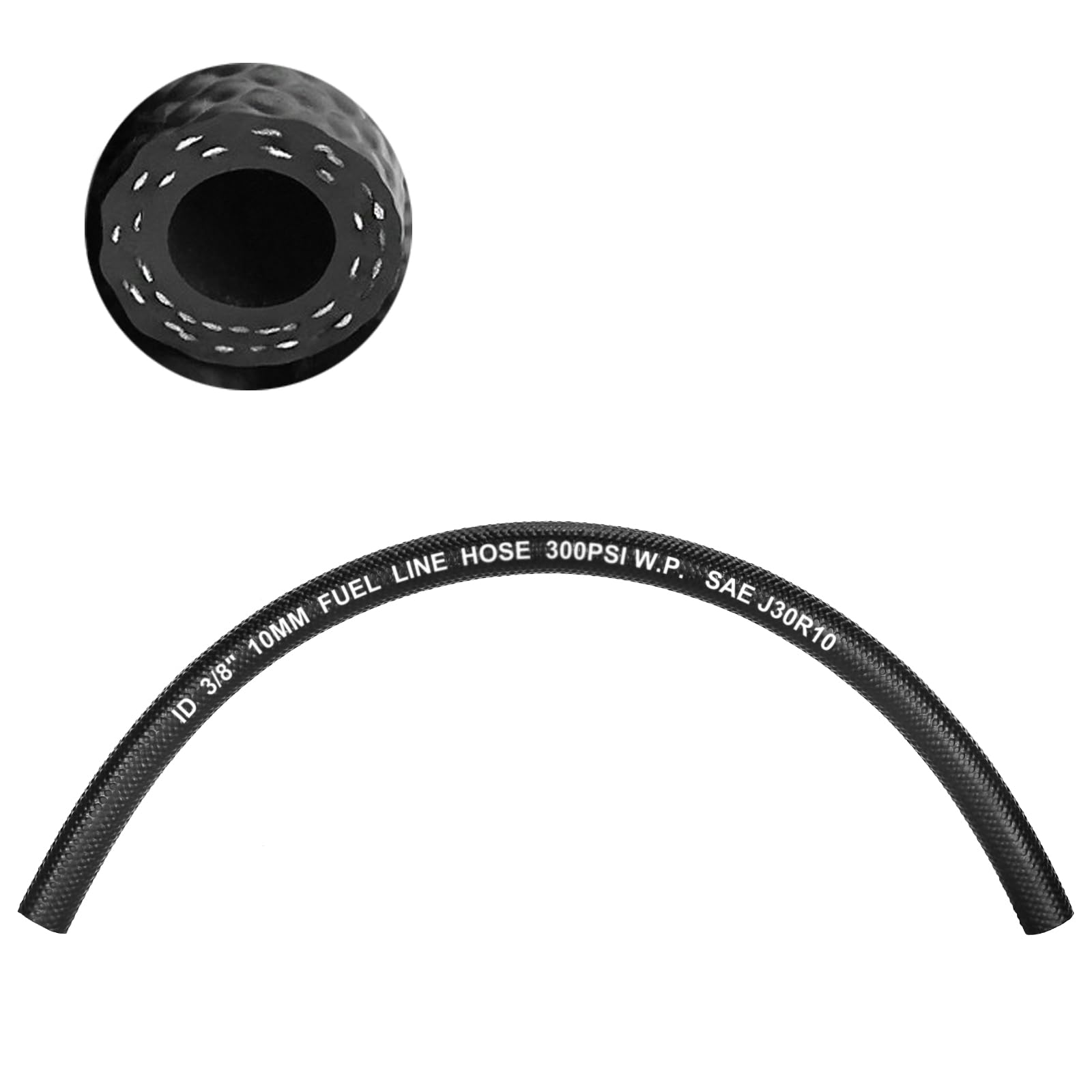 kuosbiu 3/8 Fuel Line Hose, SAE 30R10 1FT 300PSI High Pressure Submersible for Automotive Fuel Systems Engines