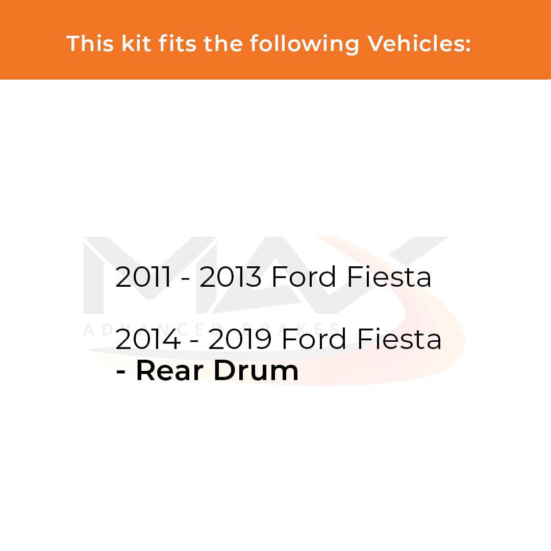 Max Advanced Brakes Front Brake Kit For 2011-2013 Ford Fiesta, 2014 2015 2016 2017 2018 2019 Ford Fiesta Rear Drum Replacement Premium Oe Disc Brake Rotors And Ceramic Brake Pads