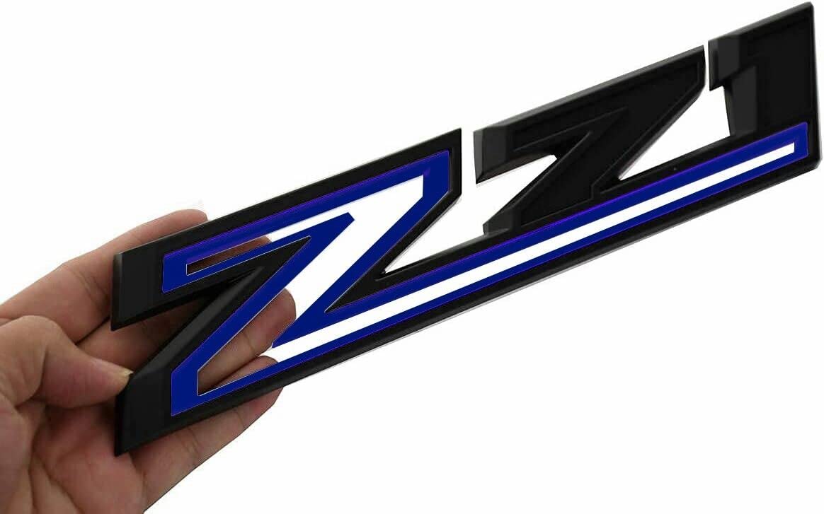 Aimoll 2X Large Z71 Fender Emblem Badge Decal Replacement for 2019-2021 Chevy Silverado - Blue Black, Plastic, Model Aimoll-B0