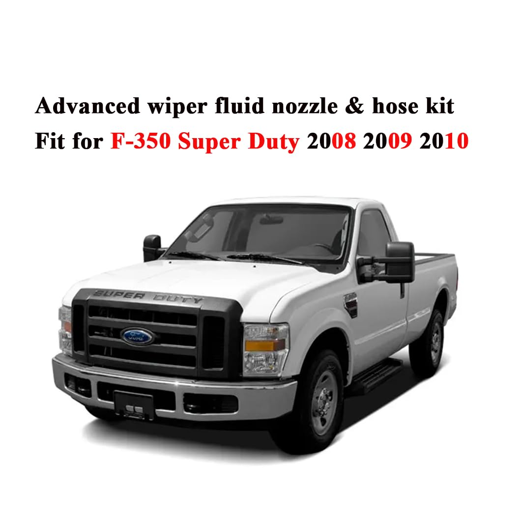 7C3Z-17K605-A Wiper Fluid Nozzle Hose Kit Fit for 2008 2009 2010 Ford Super Duty F-250 F-350 F-450 F-550 Windshield Washer Jet N