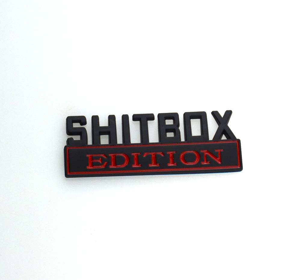 Pair Set SHITBOX EDITION emblem 3D Fender Badge Decal Car Truck Replacement for F150 F250 F350 Chevy Silverado 1500 2500 Chevrol