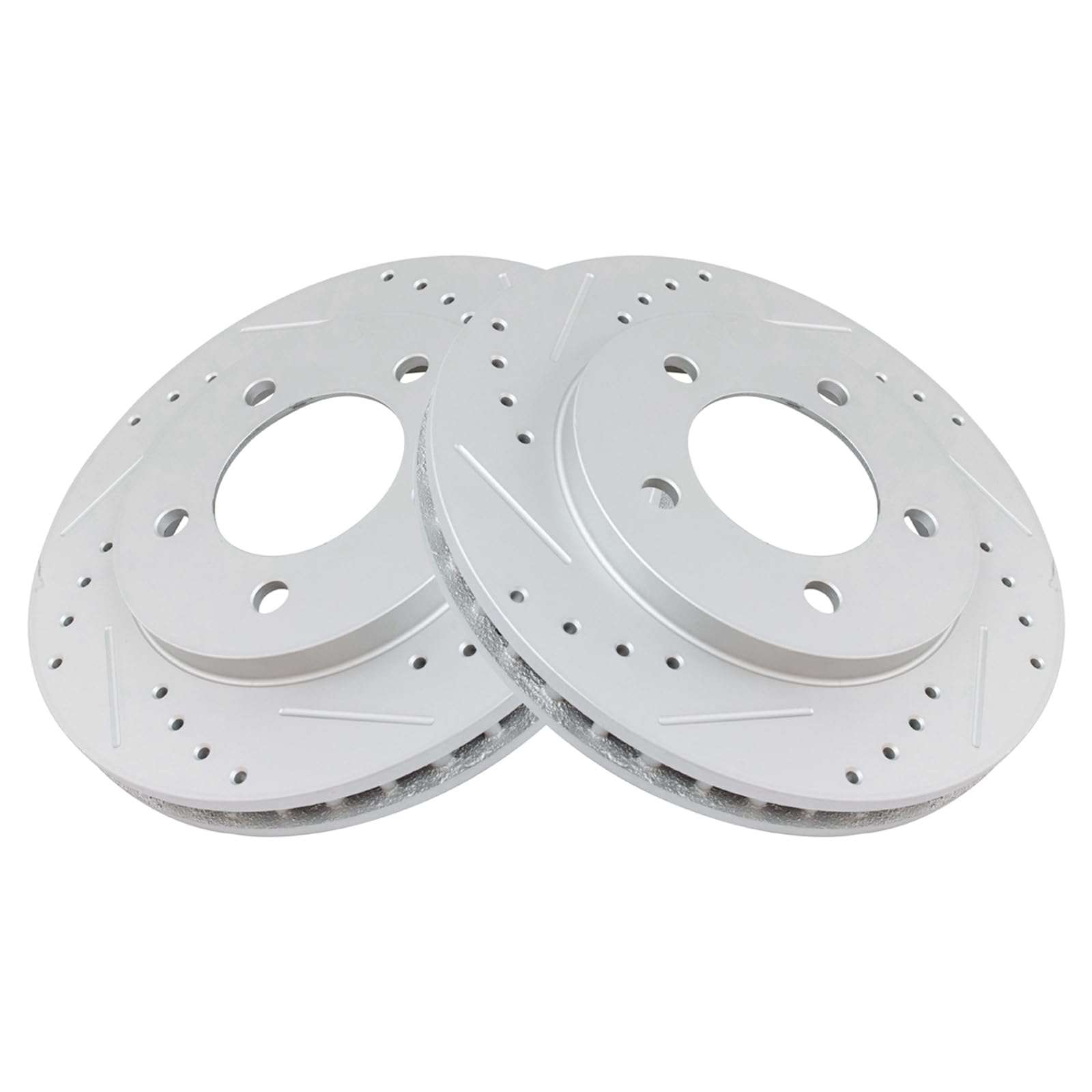 Trq Front Performance Brake Rotors Set Premium G-Coated Cross Drilled & Slotted Compatible With 1997-2002 Ford Expedition 1998-2