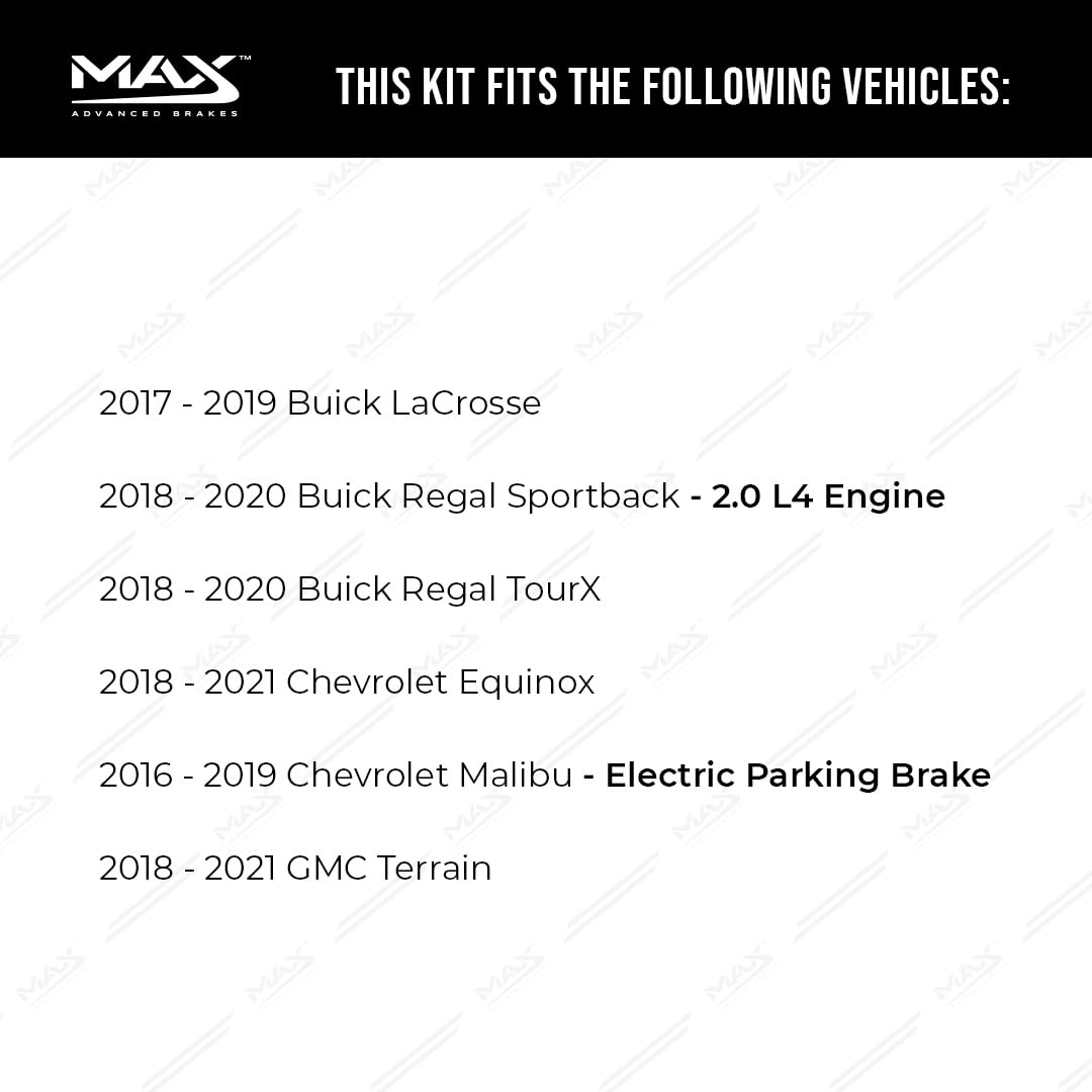Max Advanced Brakes Rear Brake Kit For 2016-2021 Chevy Malibu W/Epb 2018-2021 Chevy Equinox Gmc Terrain Replacement Premium Oe Disc Brake Rotors And Ceramic Brake Pads