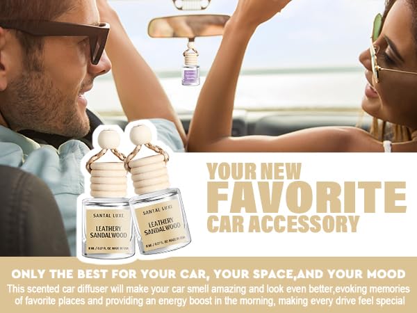 C CLASSY PERSONALIZED JEWELRY C Classy Car Air Freshener 2 Pack - Leathery Sandalwood Essential Oil Diffuser for Cars, Long-Lasting Fragrance