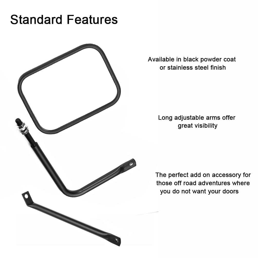SUNPIE Mirrors Doors off Compatible with Jeep Wrangler YJ TJ JK JL2 Doors & 4 Doors 1987-2024 and JT, Side Doorless Mirrors Quic