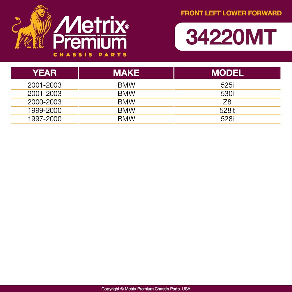 Metrix Premium Chassis Parts - Front Left Lower Forward Control Arm W Ball Joint & Bushing Assembly Fits 01-03 Bmw 525I, 01-03 5