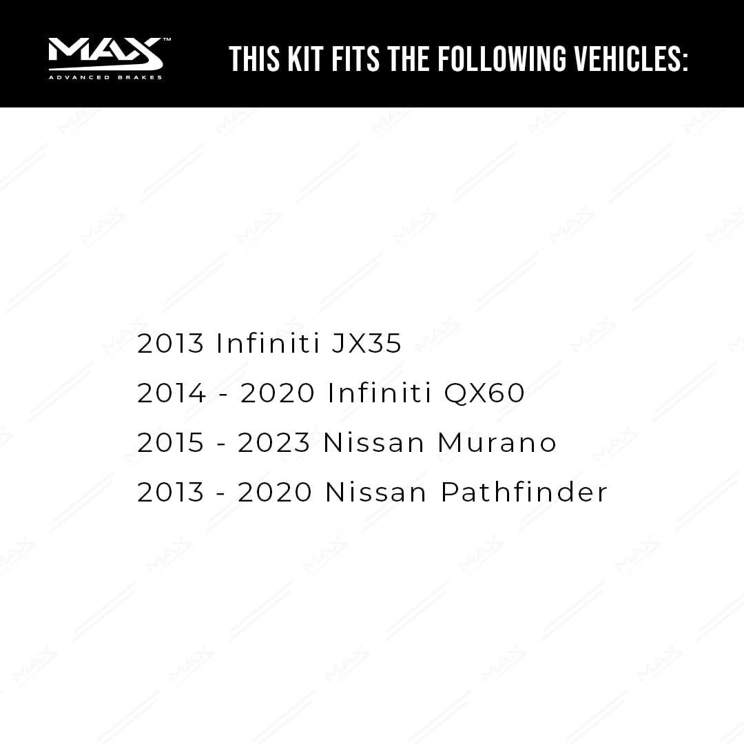 Max Advanced Brakes Front & Rear Brake Kit For 2015-2021 Nissan Murano 2013-2020 Pathfinder 2014-2020 Infiniti Qx60 Replacement Cross Drilled Disc Brake Rotors And Ceramic Brake Pads