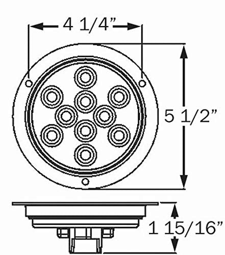 Optronics Stl42Rbp Red 4'' Round Sealed Led Light With Mounting Flange