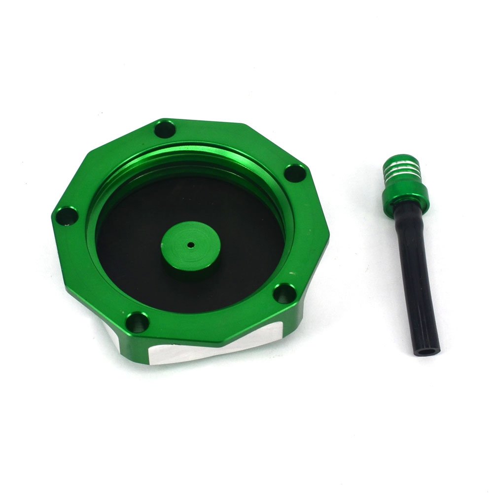 JFG RACING Dirt Bike Gas Cap - CNC Aluminum with Breather Valve for KLX110/450R KX85/100/250/250F/450F - Green