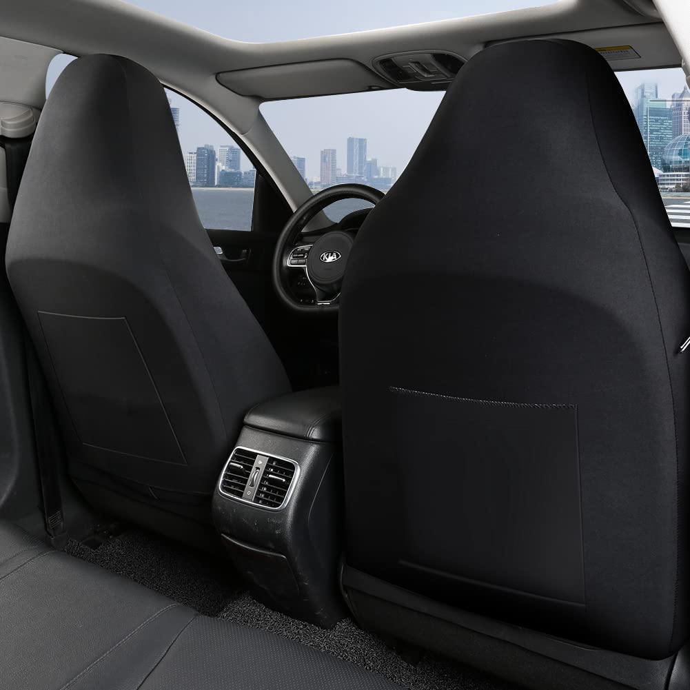 GIANT PANDA Front Seat Covers for Bucket Seats, Faux Leather Seat Covers Universal for Most Cars SUV and Mini Van (Grey)