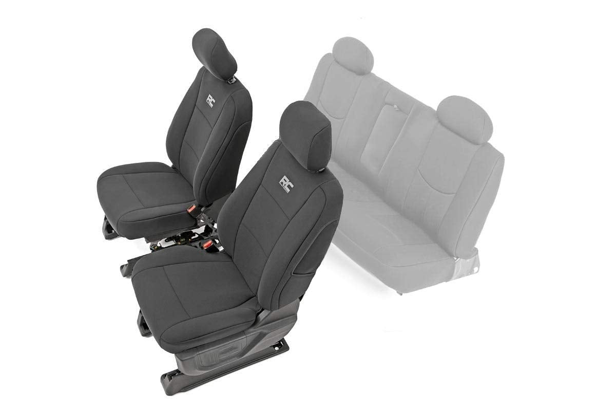 Rough Country Neoprene Front Covers for Chevy Silverado & GMC 1500 (2014-2018) - Waterproof & UV Resistant, Foam Padded, Front S