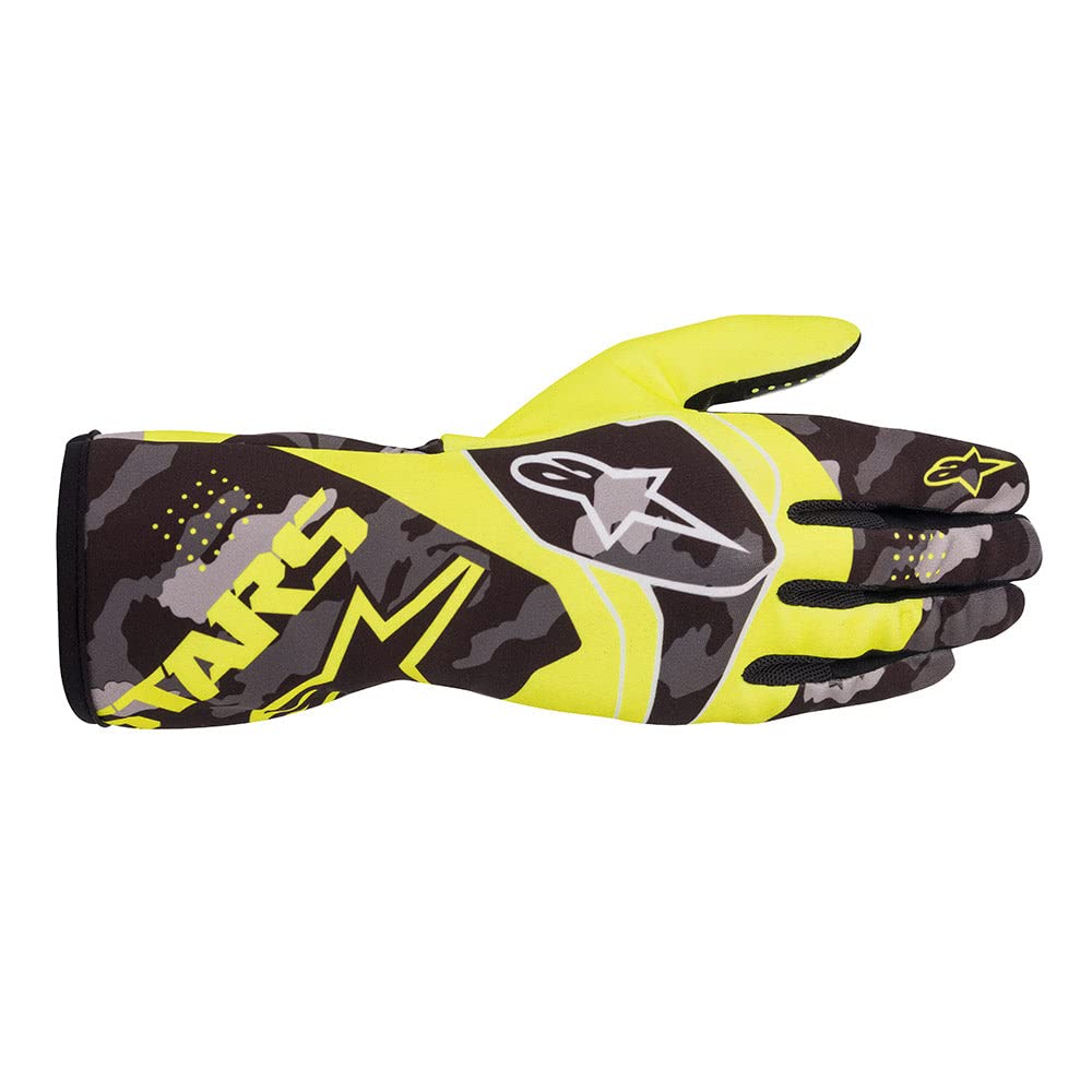 Alpinestars Tech-1 K Race V2 Camo Karting Gloves - Size Large - Yellow/Black (3552220-551-L)