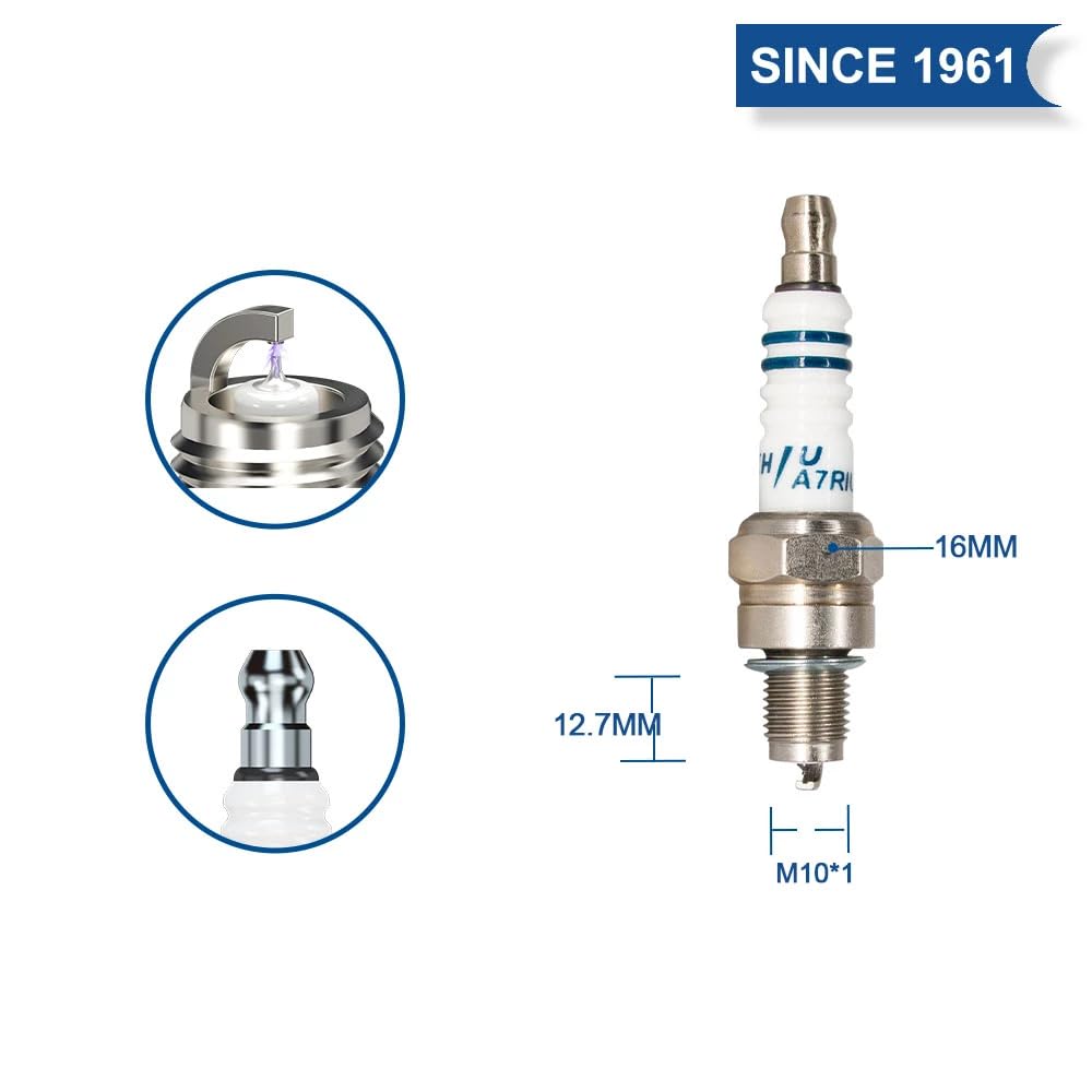 Torch Iridium Spark Plug A7Riu Replace For Ngk Cr7Hix Cr7Hsa, Fit Honda Cy50/Ss50M/Xl50/Zb50Gz/Xrsor/C90D/Cd90/Xr100R/Cb125S/Cm125C, Fit Yamaha Cr90, For Denso 4008/U22Fsr-U 5383/Iuf22,Oem
