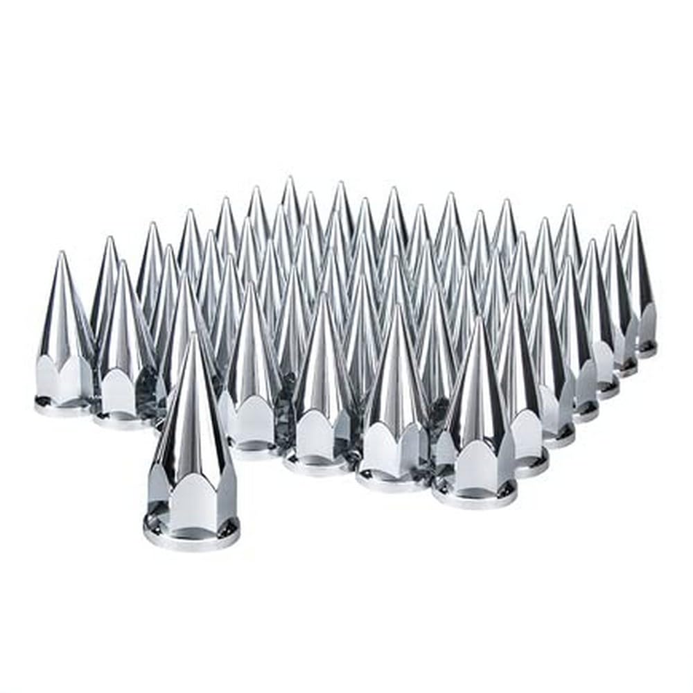 United Pacific 10570Cb - Wheel Lug Nut Cover Set - 33Mm X 4 7/8'' Chrome Plastic Super Spike Nut Cover - Push-On (60 Pack