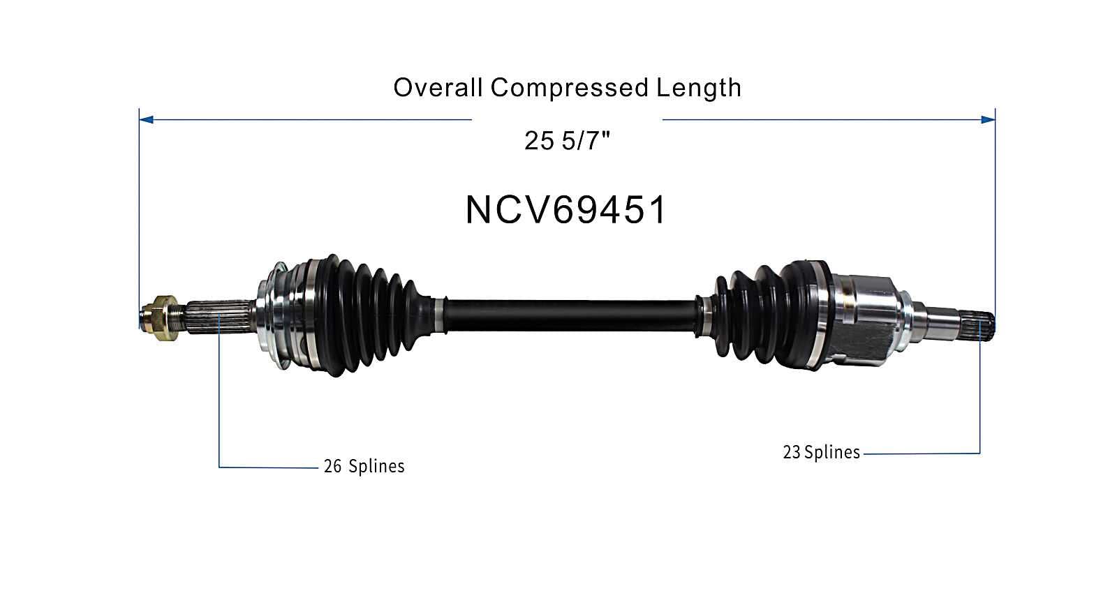 Gsp Ncv69451 Cv Axle Shaft Assembly - Left Front (Driver Side)
