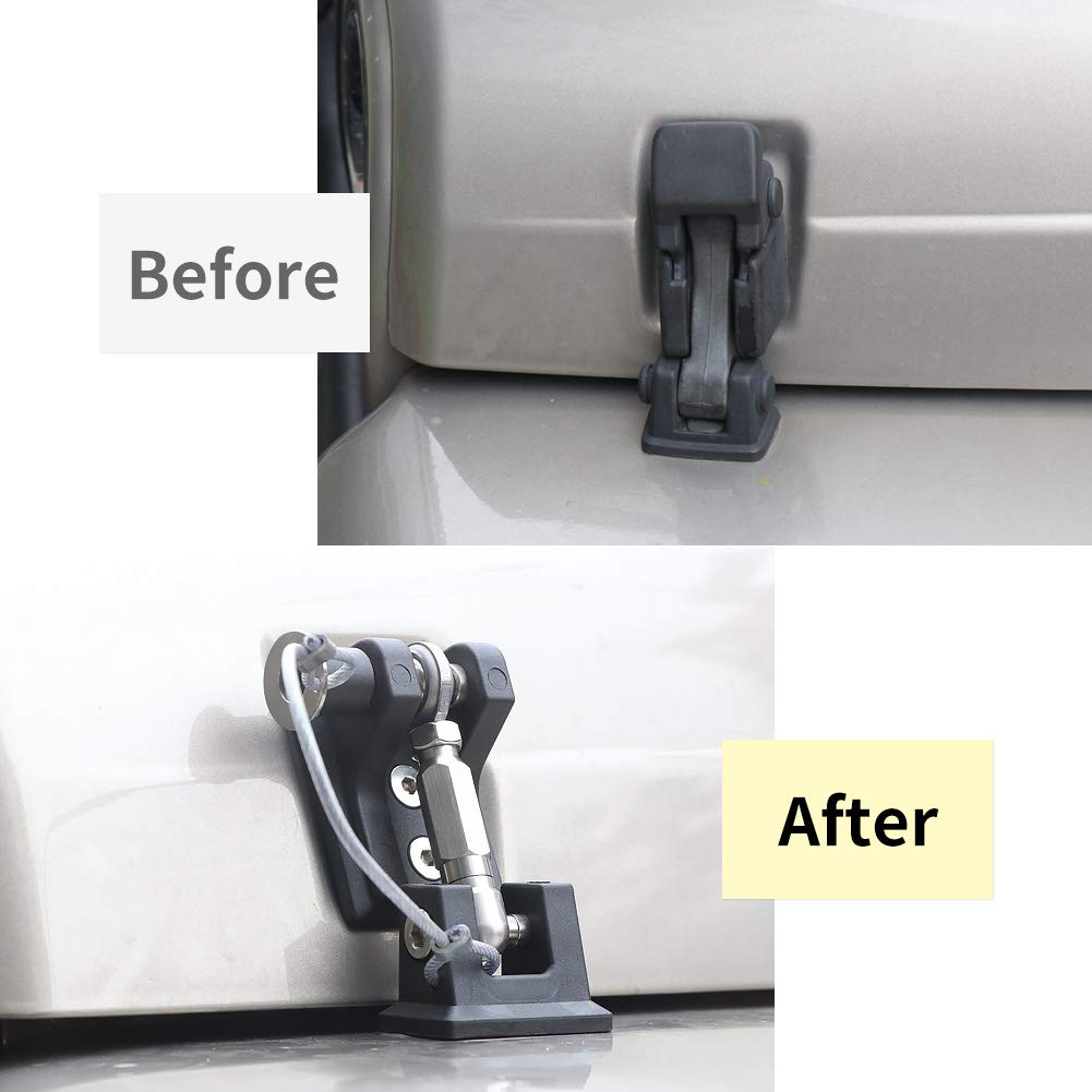 Sukemichi TJ Hood Latches for Jeep Wrangler 1997-2006, Locking Stainless Steel, Eliminates Hood Flutter, 1 Pair