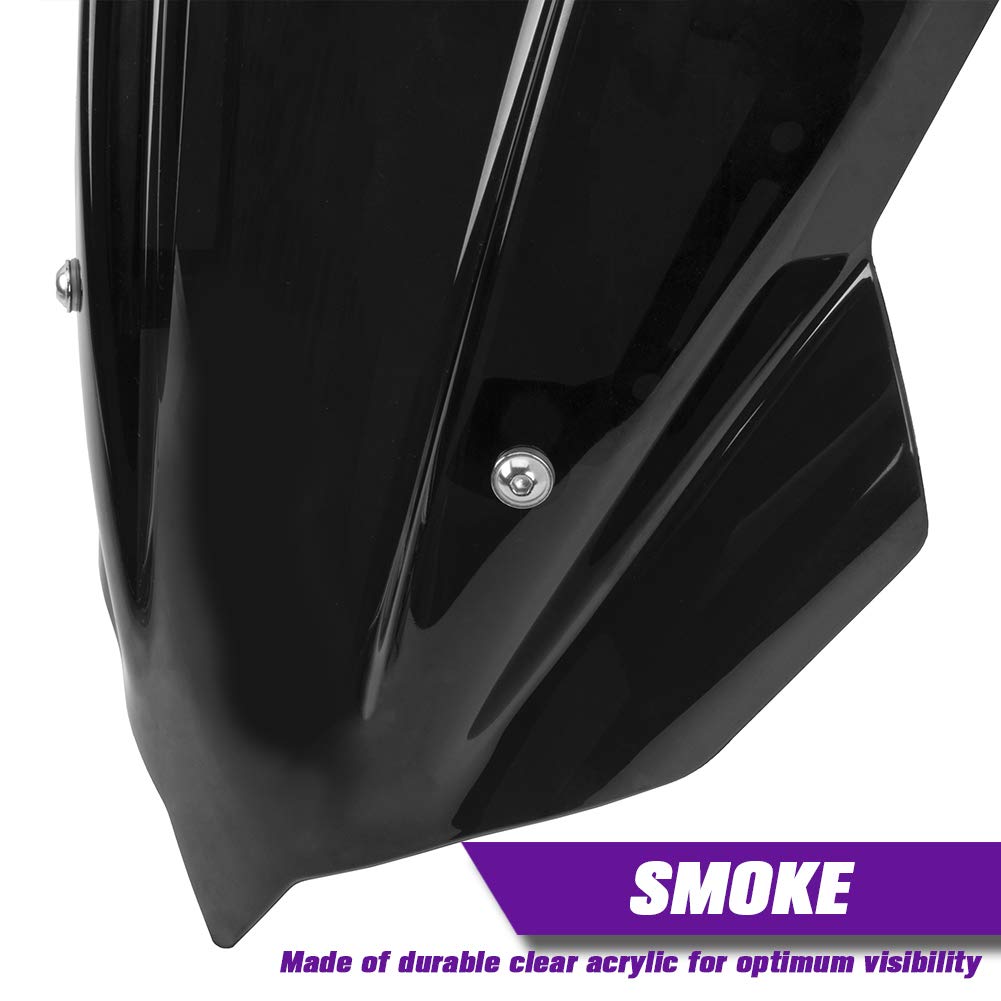 Lorababer Motorcycle Windshield Visor - PC Screen Protector for K-awasaki Z400 Z250 (Smoke)
