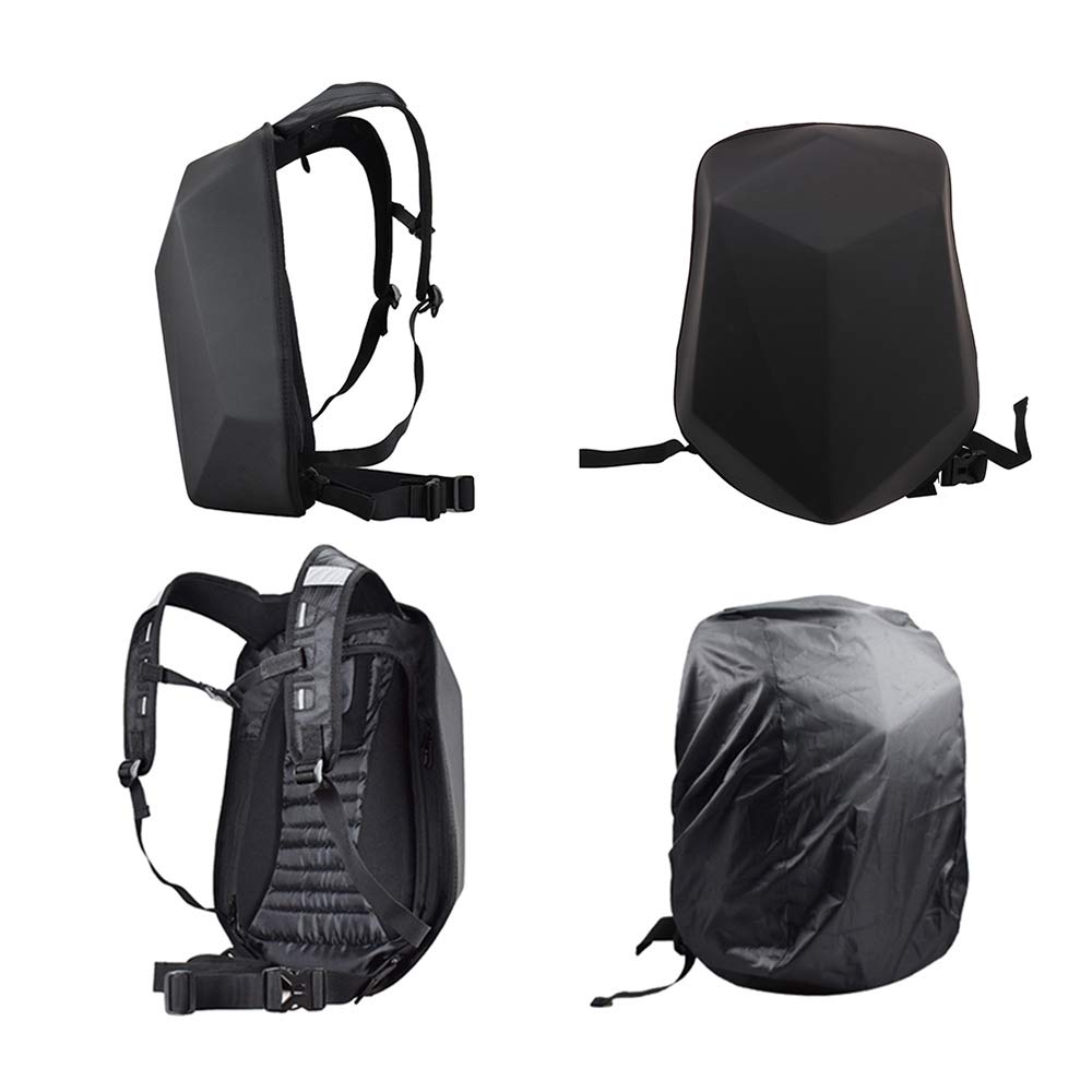 Jfg Racing Motorcycle Backpack, Universal Helmet Backpack Laptop Backpack 30L Hard Shell Large Capacity Black