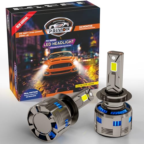 Privon Led Headlight Bulb For Car (White Led Headlight For Car, 6500K) With External Canbus Ballast Driver, 02 Years Replacement