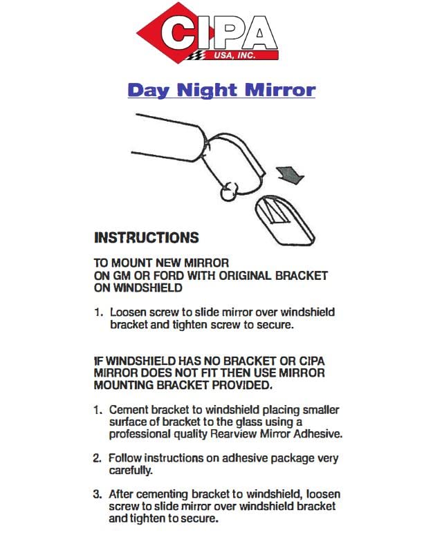Cipa 32000 10 Day/ Night Rearview Mirror,Black