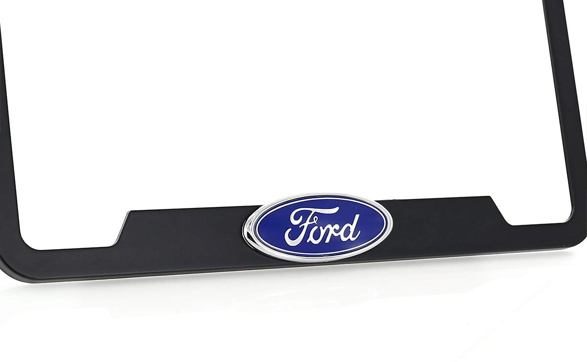 Ford 3D Badge Logo Black Abs Plastic License Plate Frame Holder 2 Hole
