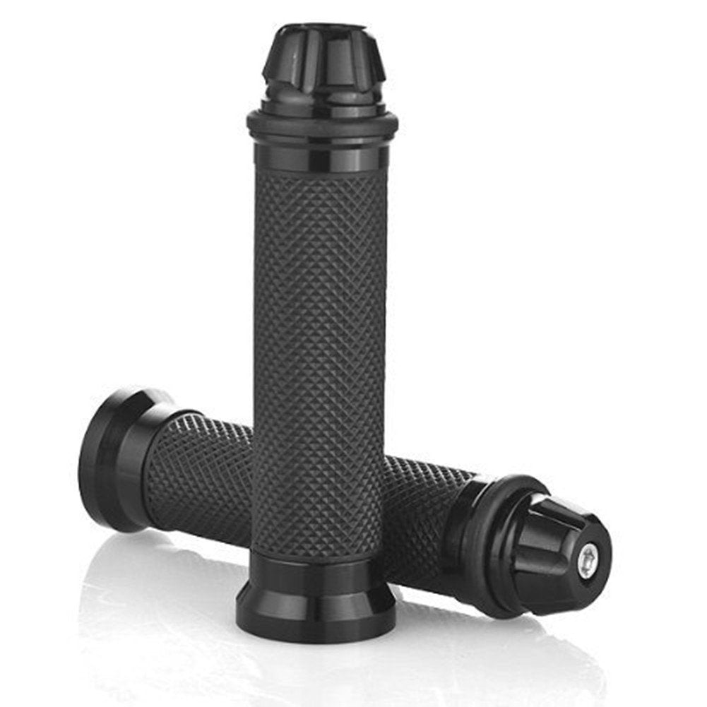Nuoxinus Motorcycle Hand Grips With Bar End Cap, Racing Cnc Aluminum & Soft Rubber Handlebar Universal For 7/8''(22Mm) Handle Ba