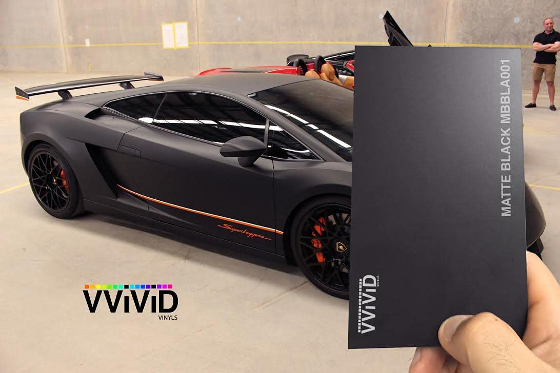 Black Matte Car Wrap Vinyl Roll With Air Release 3Mil-Vvivid8 (23Ft X 5Ft)