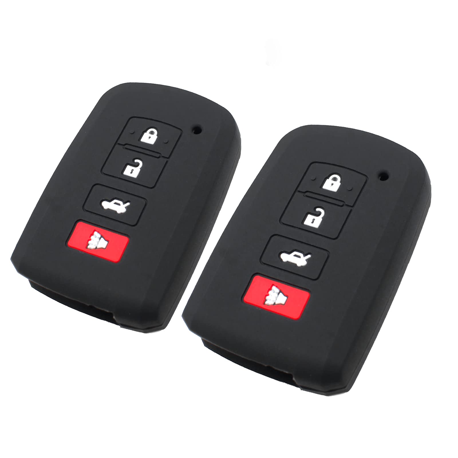 Eyanbis Silicone Key Fob Cover Fit For Toyota Avalon Camry Corolla Highlander Rav4 Sequoia Smart 4 Buttons Key Fob | Car Accessories | Remote Key Protection Case - Black & Black