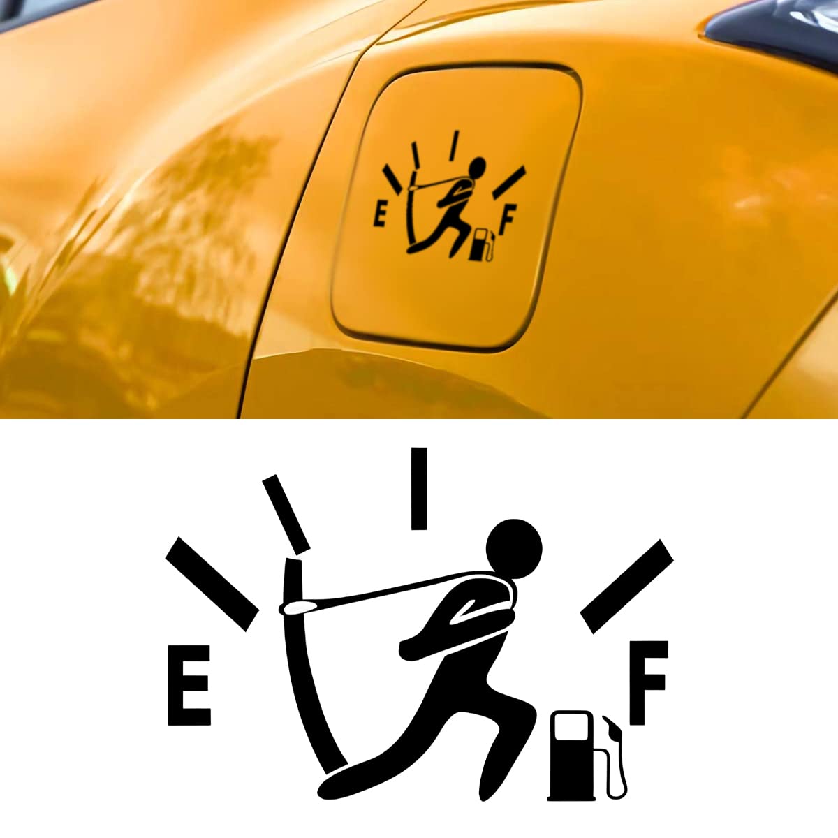Funny Car Stickers, High Gas Consumption Decal, Fuel Gage Empty Sticker For Auto, Angry Boy Vinyl Fuel Tank Gauge Sticker, Unive