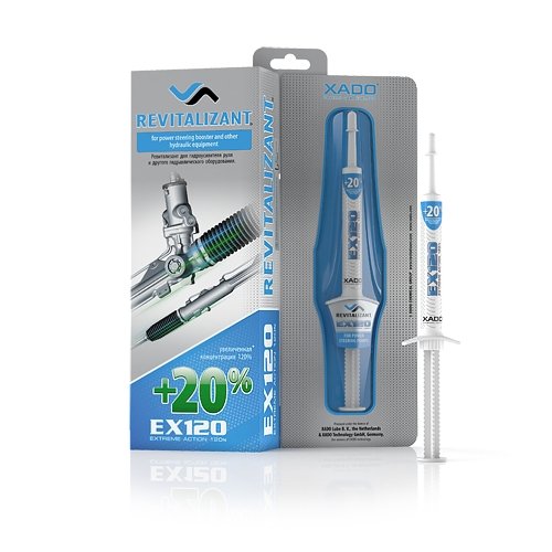 XADO Power Steering Fluid Additive EX120 - 8 ml Metal Repair Conditioner for Hydraulic Equipment
