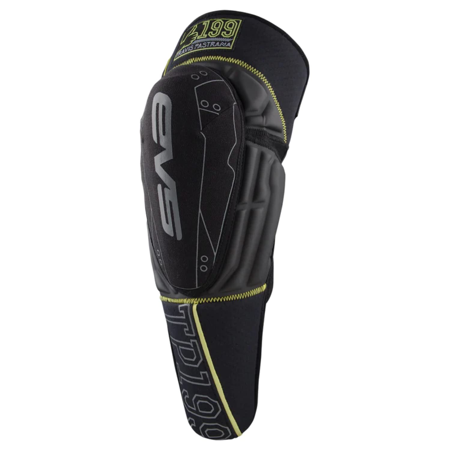 EVS SPORTS TP199 Knee/Shin Guard - Lightweight, Impact-Resistant, Large/X-Large, Black/Hi-viz Yellow, Polymer Material