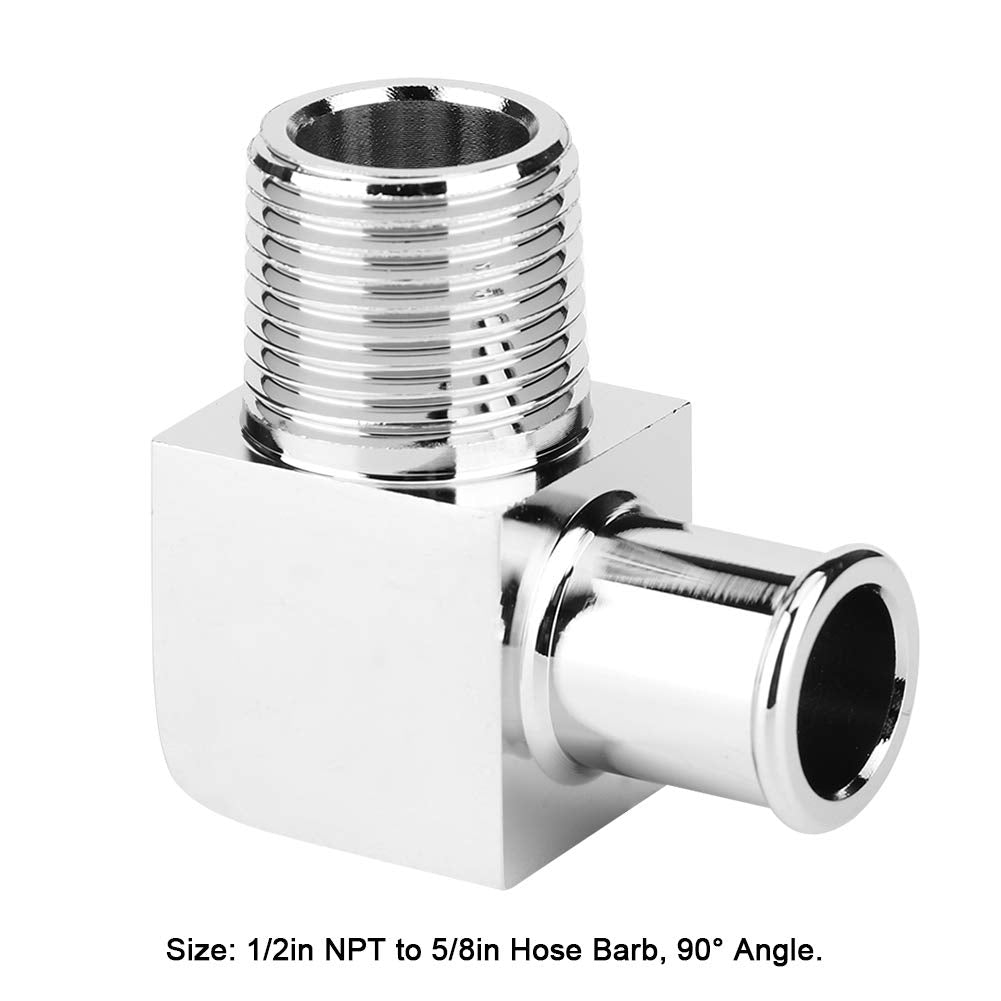 Watris Veiyi Heater Hose Fitting, Aluminum Alloy Heater Hose Connector 90 Degree Adapeter 1/2In Npt To 5/8In Hose Barb