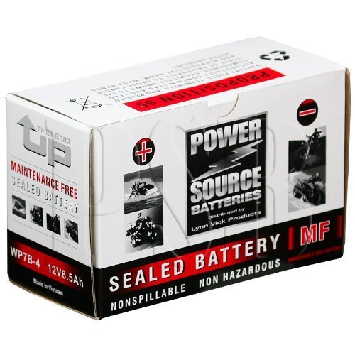 PowerSource WP7B-4 Sealed AGM Replacement Battery - 125CCA for Yamaha, Ducati, Kawasaki, Suzuki, Triumph, ATV, and Scooter