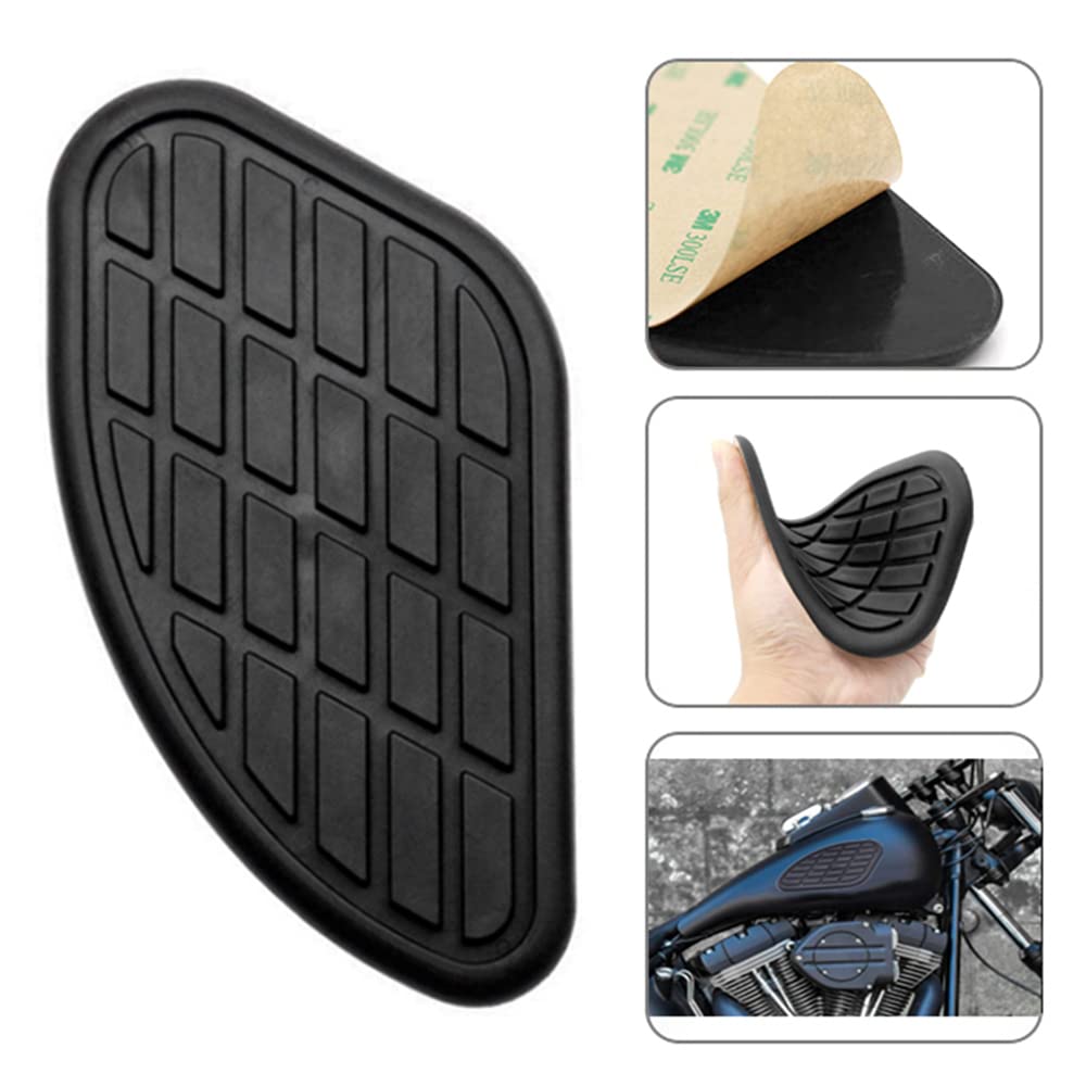 Kucehiup Motorcycle Fuel Tank Knee Pad, Vintage Tank Side Panels Protector Stickers Universal Gas Petrol Tank Knee Pads(Black)
