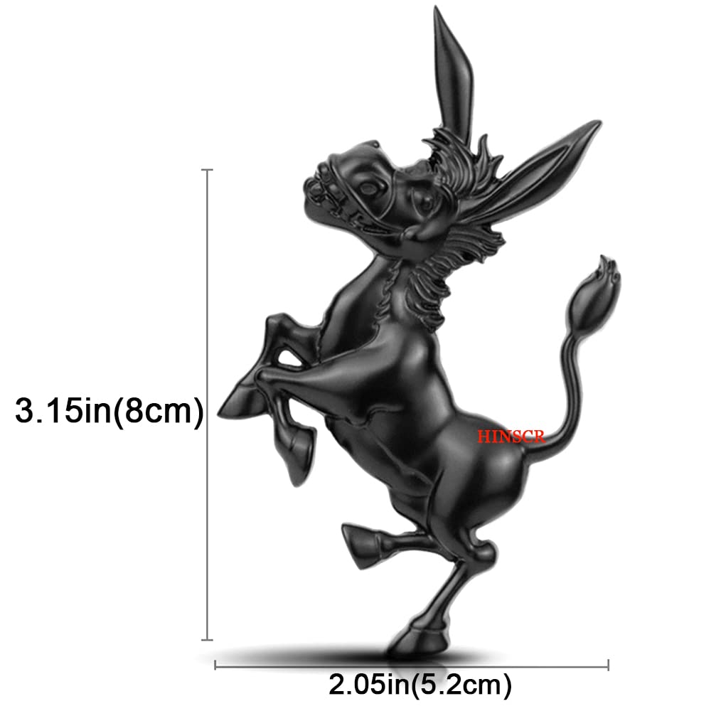 Hinscr Donkey Metal Car Emblem 3D Car Hood Badge Sticker Cute Decorative Decal For Car Motorcycle Laptop Backpack(Black)