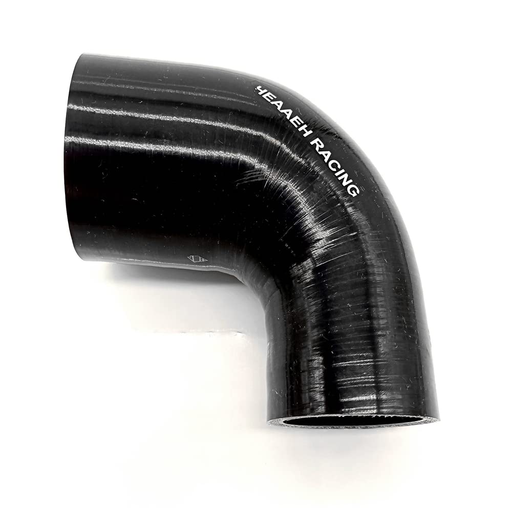Heaaeh Racing 90 Degree Id 2.5 Inch To 3.0 Inch 4Ply Reducer Silicone Hose Black (63-76Mm)