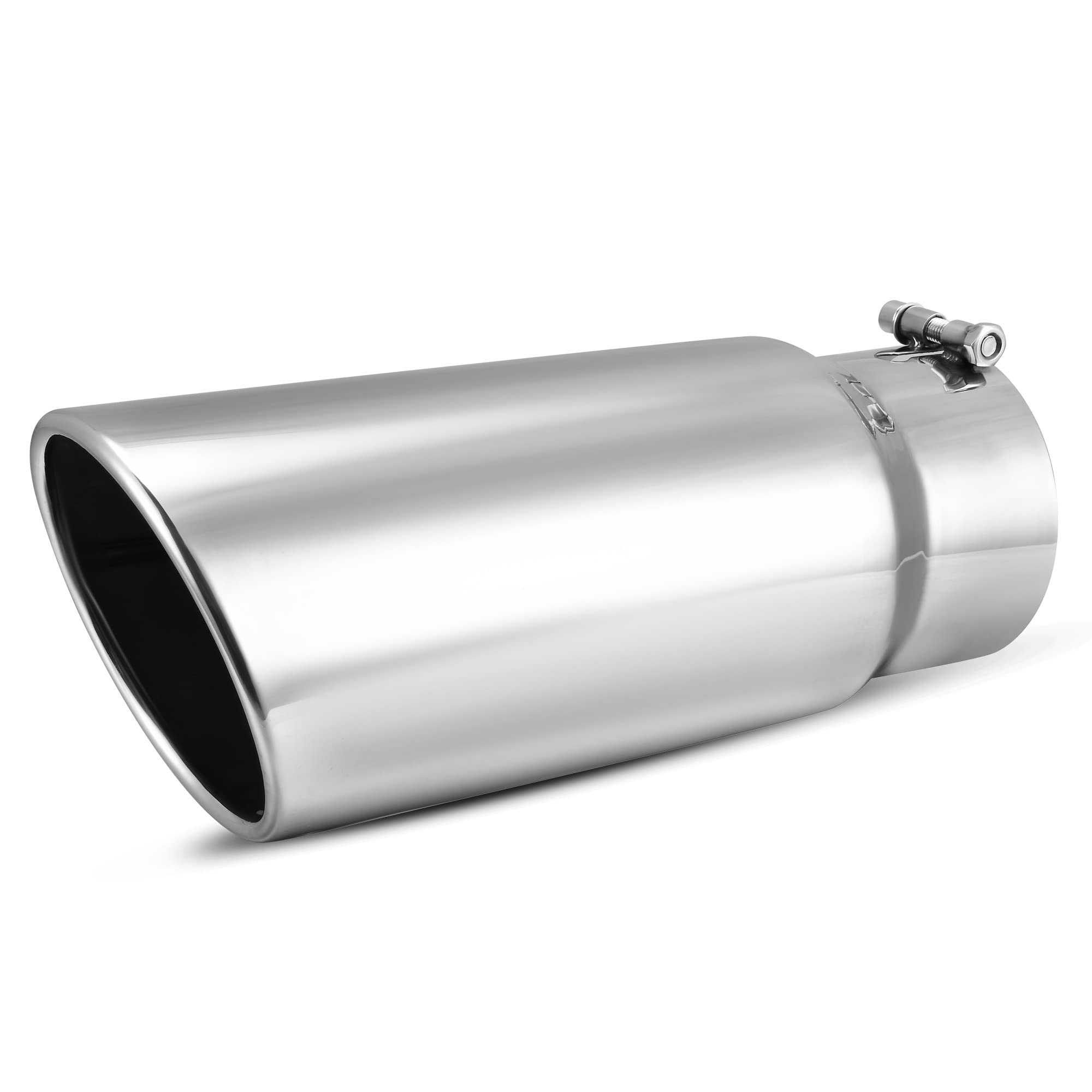 AUTOSAVER88 5 Inch Inlet Exhaust Tip, 5 Inlet 6 Outlet 15 Overall Length Chrome-Plated Finish Stainless Steel Exhaust Tail Tip f