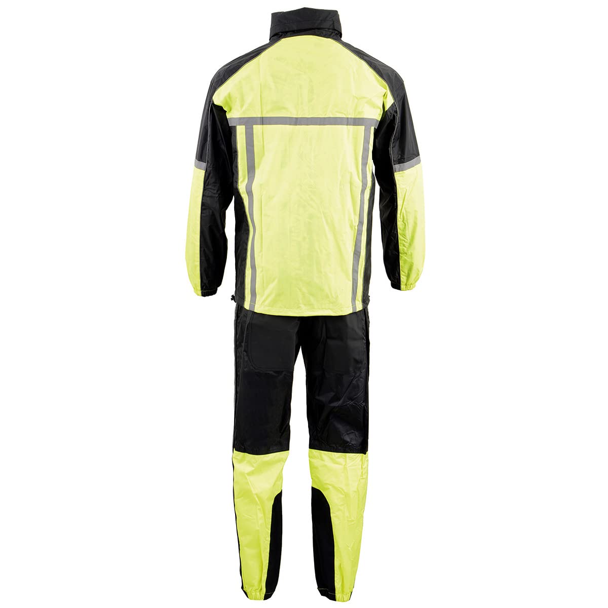 Milwaukee Leather MPM9510 Men's Black and Neon Green Motorcycle Water Resistant Rain Suit w/Hi-Vis Reflective Tape - 2X-Large