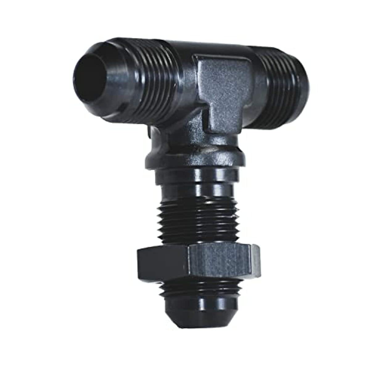 -8An Blk Bulkhead Flare Tee